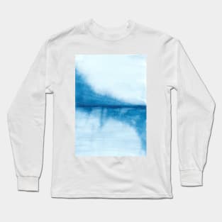 blue landscape abstract watercolor painting Long Sleeve T-Shirt